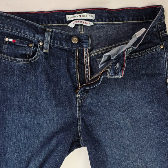 Tommy Hilfiger Size 10 Womens 32" Inseam Hipster Boot Blue Denim Logo Tag Jeans - Picture 12 of 12